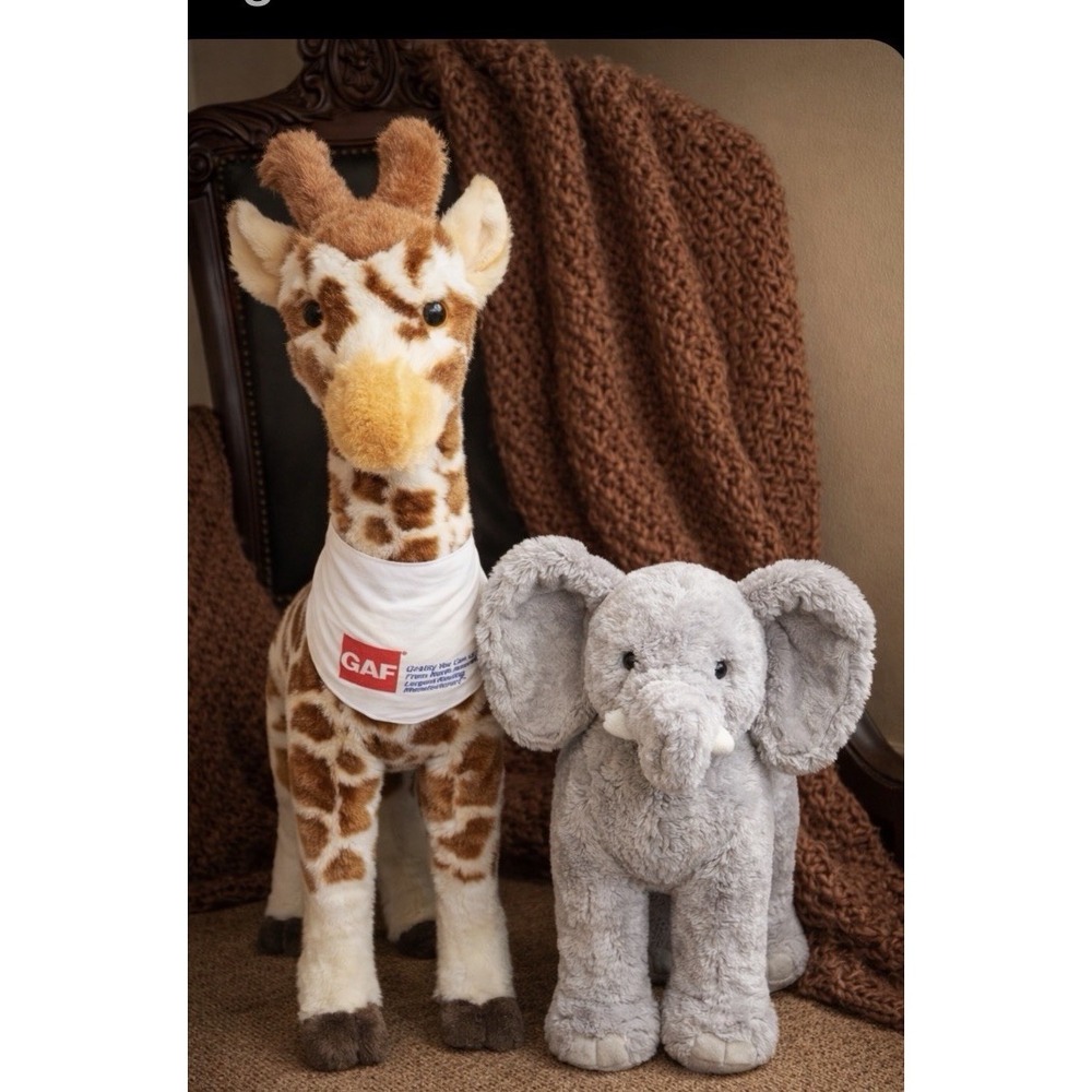 Douglas Giraffe Plush 18" The Cuddle Toy Promo GAF & Elephant Animal Plush‎